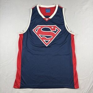 DC Comics Superman #00 Basketball Jersey Tank Mens M Blue Red Mesh Athletic 2016